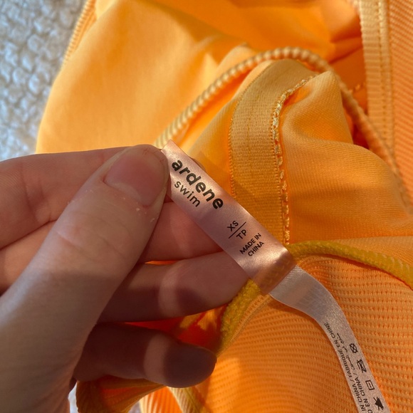 Bright Yellow / Orange Ribbed One Piece Bathing Suit - Picture 3 of 4